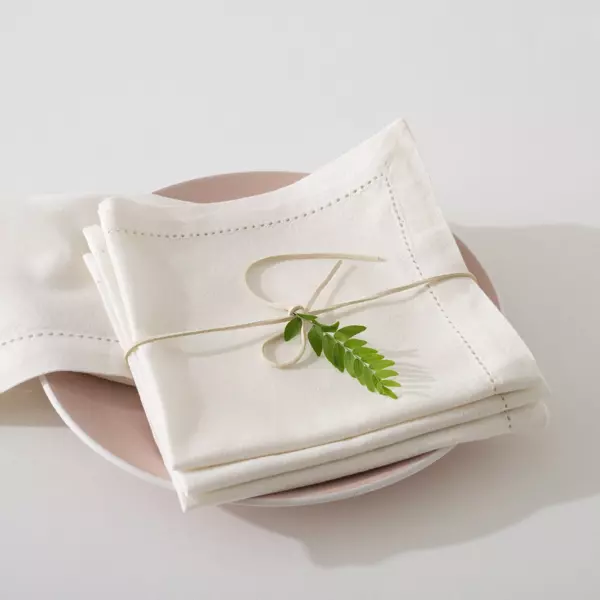 Set van 4 servetten Chambray Ecru