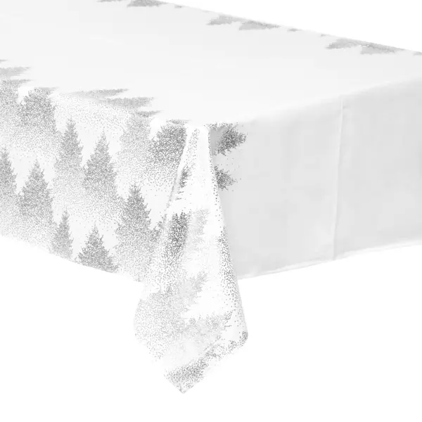 Nappe de No�l rectangulaire (140 x 360 cm) Sapin Argent