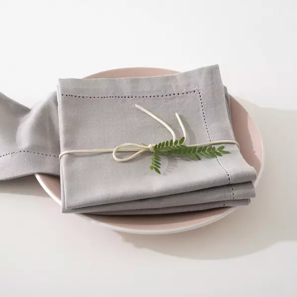 Set van 4 servetten Chambray Lichtgrijs