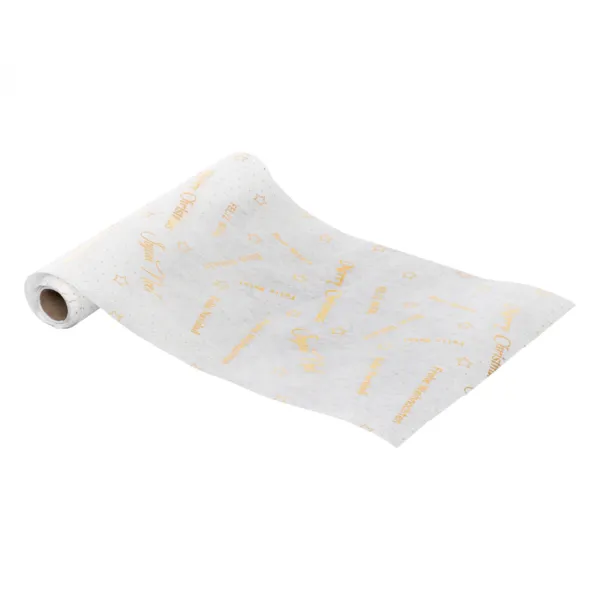 Bordl�ber Jul (500 x 28 cm) Besked Hvid og guld