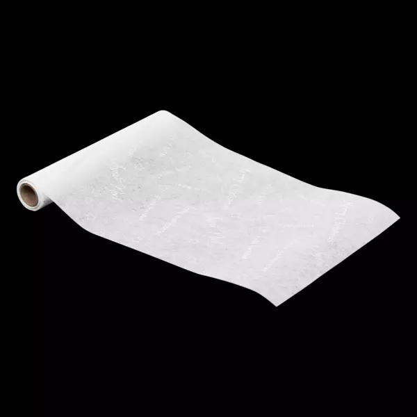 Chemin de table No�l (500 x 28 cm) Message Blanc et argent