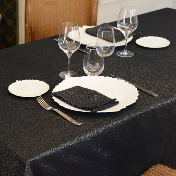 Nappe de No�l rectangulaire (150 x 240 cm) Etincelle Noir