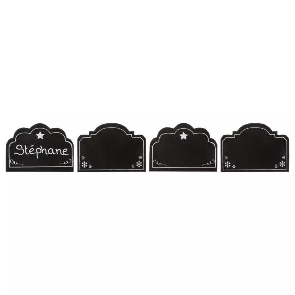 Lot de 4 porte-nom ou menu ardoise Noir
