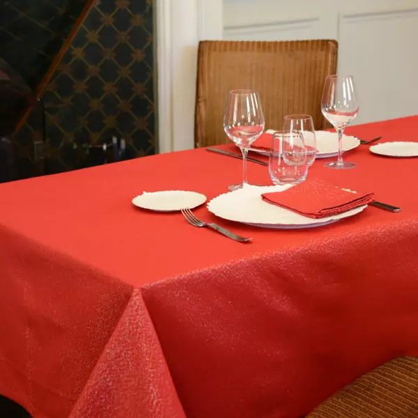 Nappe de No�l rectangulaire (150 x 350 cm) Etincelle Rouge