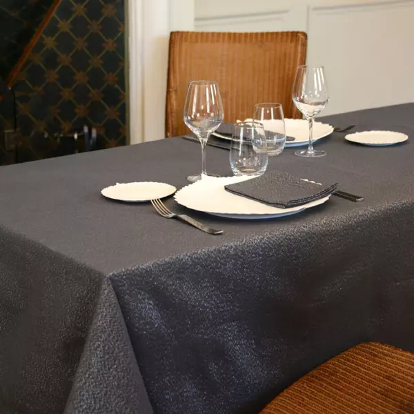 Nappe de No�l rectangulaire (150 x 240 cm) Etincelle Anthracite