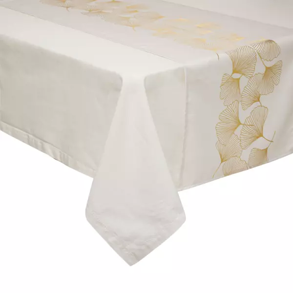 Chemin de table tissu (200 x 45 cm) Ginko Blanc