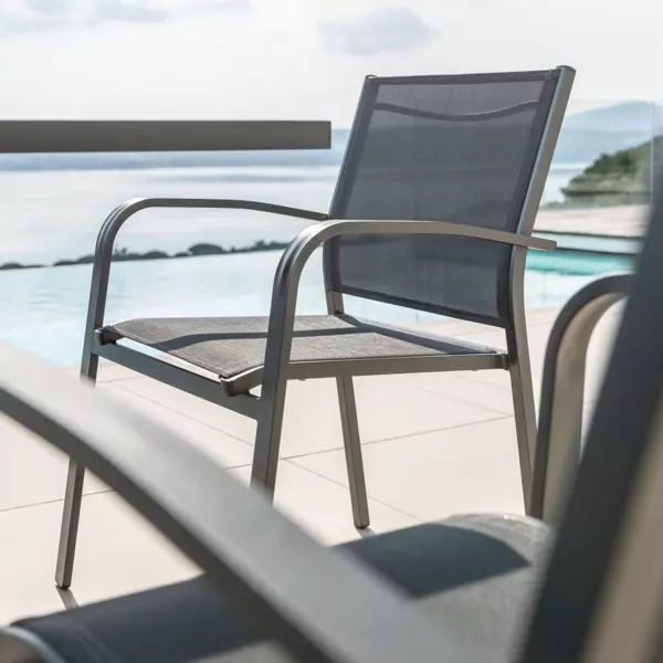 Tuinstoel met armleuning stapelbaar aluminium Murano - Antraciet
