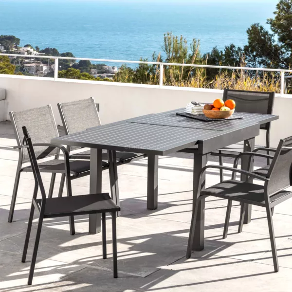 Tuintafel uitschuifbaar 8 personen Aluminium Murano (180 x 90 cm) - Antraciet
