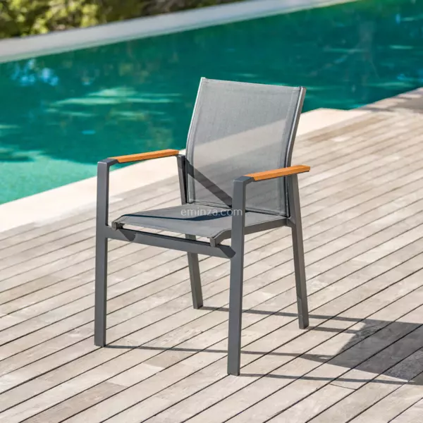 Sedia da giardino alluminio impilabile Bali - Grigio antracite