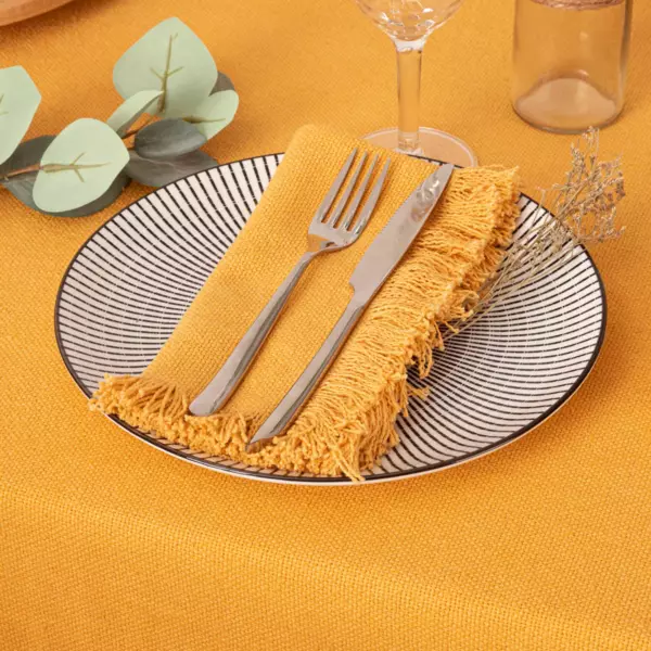 Set di 2 tovaglioli cotone Maha Giallo ocra