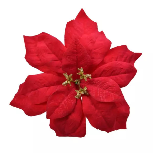 Poinsettia de No�l Noelie sur clip (D16 cm) Rouge