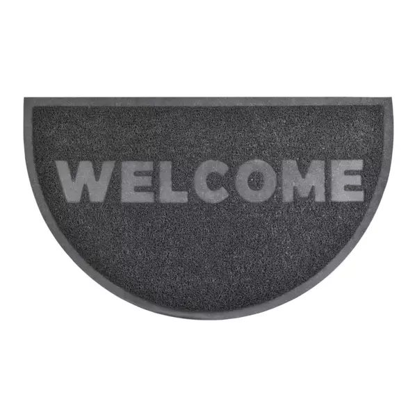 Halbrunde Fu�matte aus PVC (75 cm) Welcome Schwarz
