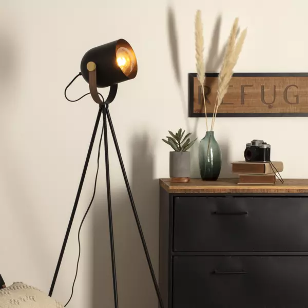 Staande lamp driepoot Bil Zwart