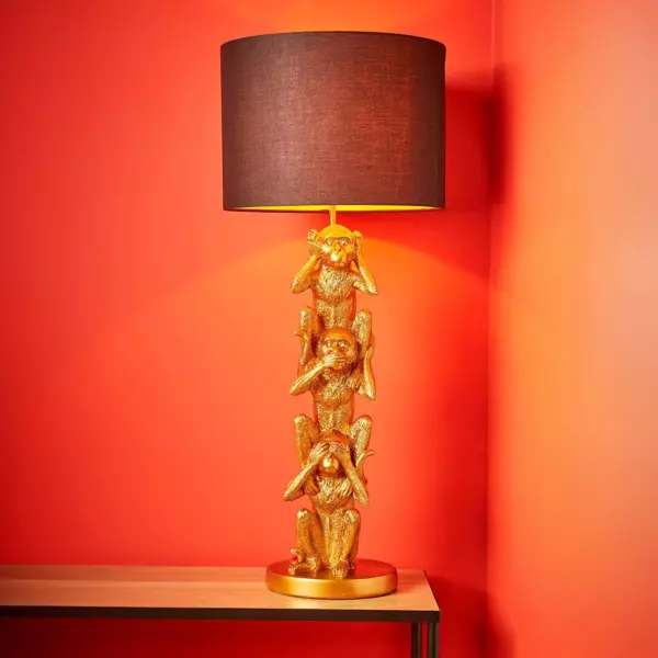 Lampe � poser en m�tal Singe (H86,5 cm) Sagesse Or