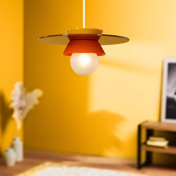 Suspension lumineuse en c�ramique (D26 cm) Bagliore Orange
