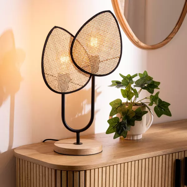 L�mpara de mesa en rat�n  Olme Beige