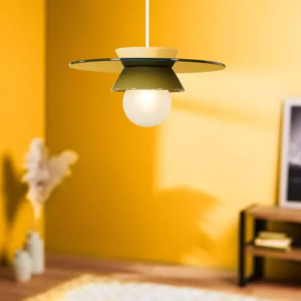 Suspension lumineuse en c�ramique (D26 cm) Bagliore Verte