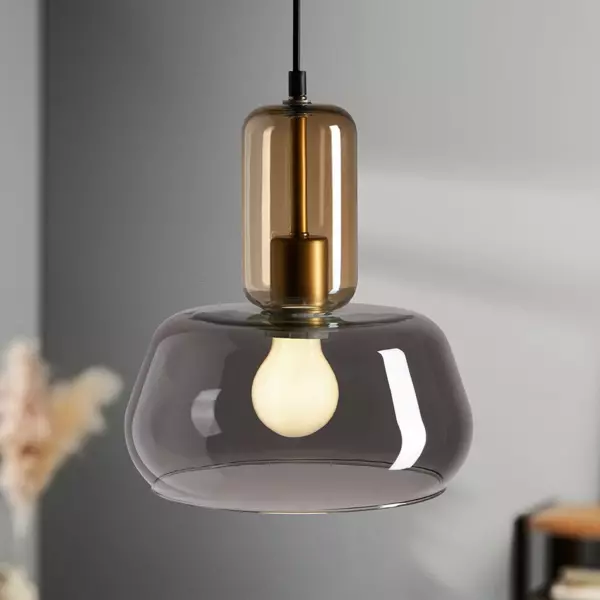 Suspension lumineuse en verre (D24 cm) Dulcia Noir
