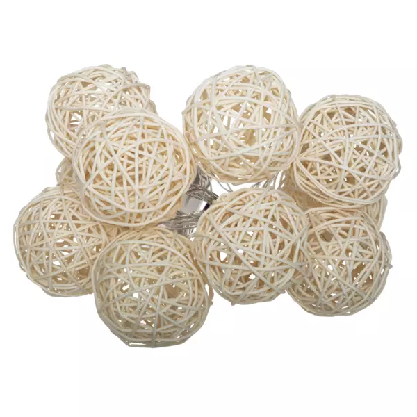 Dekorativ lysk�de med batteri 10 kugler 1,65 m Rotin Beige