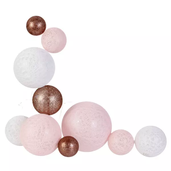 Guirlande lumineuse d�co 10 boules 1 m Savannah Rose poudr�