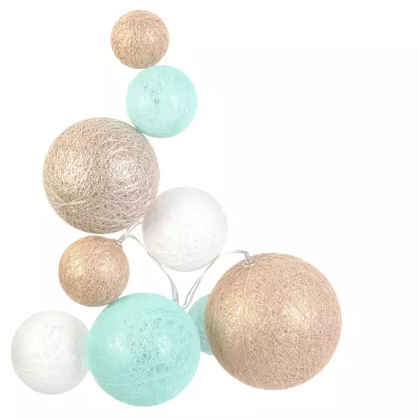 Guirlande lumineuse d�co 10 boules 1 m Savannah Beige