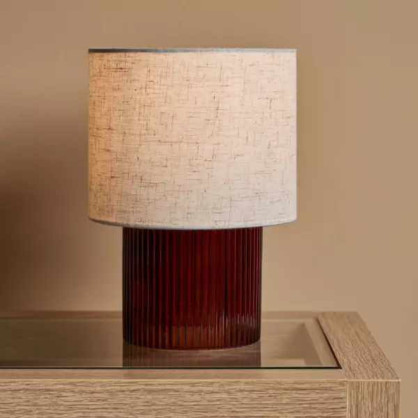 Lampe � poser en verre r�tro (H22 cm) Teca Marron