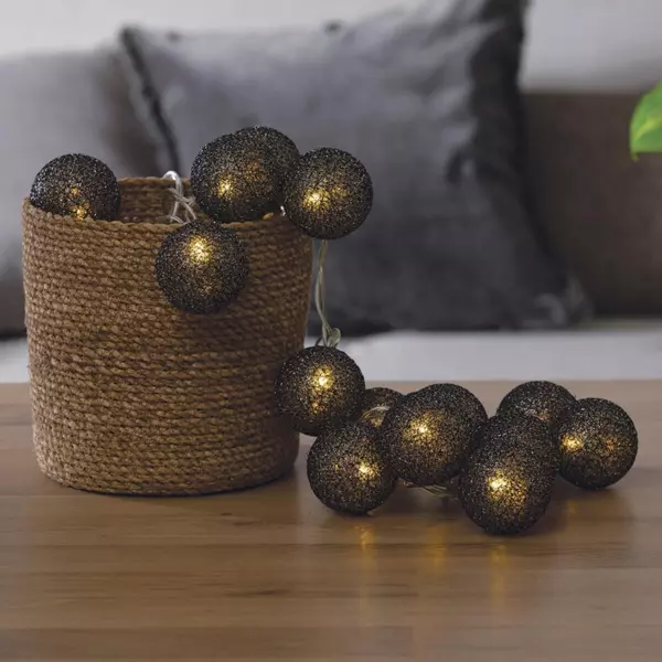 Ghirlanda luminosa 20 palline 4,36 m Bobina Nero