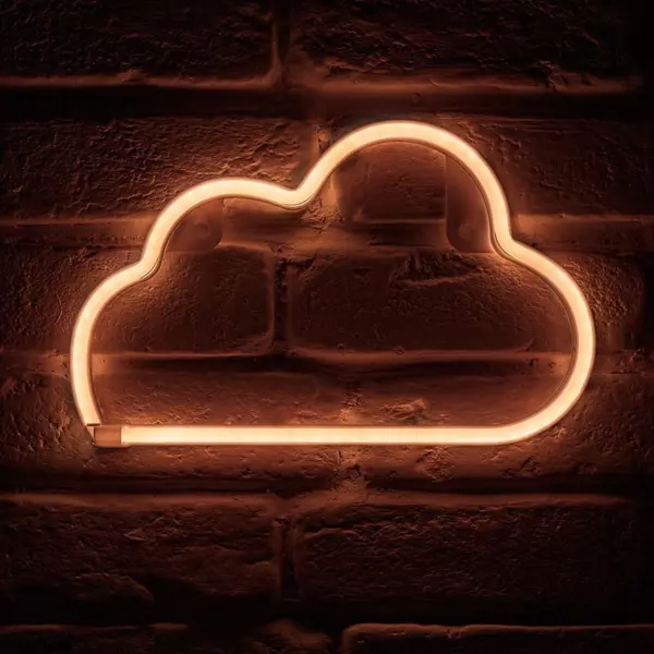 Enseigne lumineuse n�on � piles (H18,7 cm) Nuage Blanc