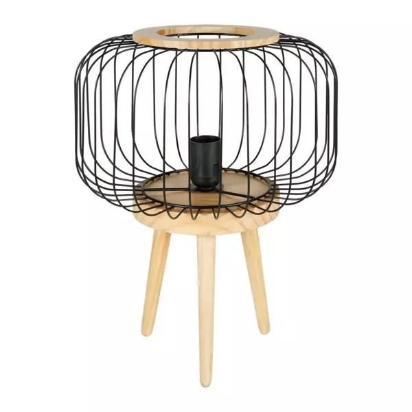 Bordlampe i tr� og metal (H38 cm) Cicerone Sort