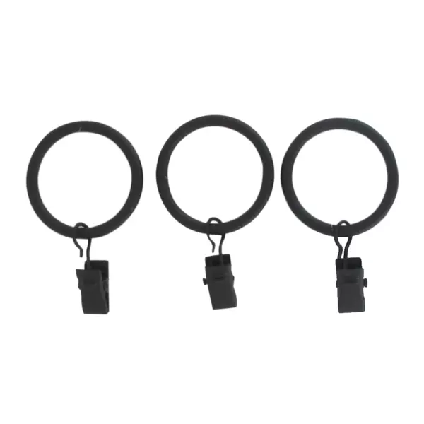 S�t med 8 ringe med klemmer til gardinstang (D20 mm) Jim Sort mat