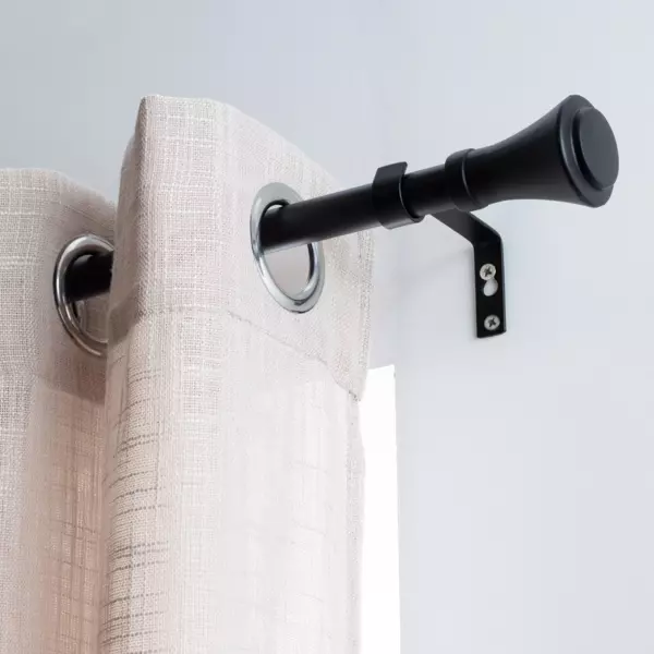 Verlengbare Gordijnroede Kit (L120 - L210 cm/ D19 mm) Brasserie Zwart mat