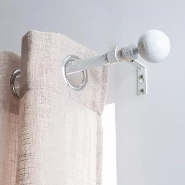 Set ausziehbare Gardinenstange (L120 - L210 cm / D19 mm) Basic Wei� und Gold