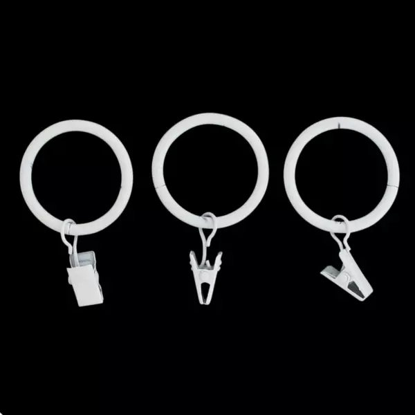 Lot de 8 anneaux à pinces tringle rideau (D20 mm) Jim Blanc mat