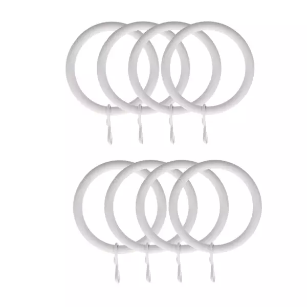 S�t med 8 gardinringe (D28 mm) Lino Mat Hvid