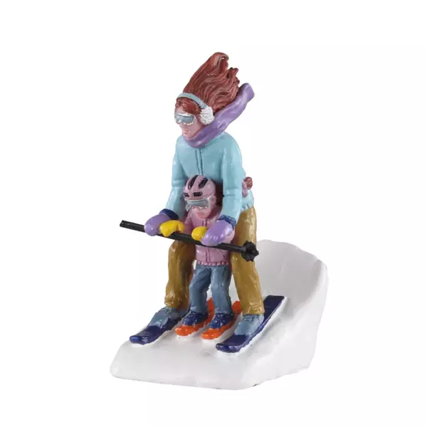 Personnages Lemax Maman et moi au ski