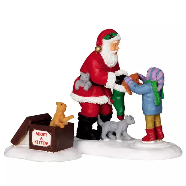 Figur Lemax Weihnachtsmann mit Katzen