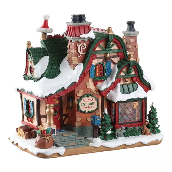 Lemax julelandsby med batteridrevet lysende Santa Claus hus