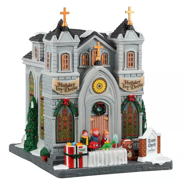 Villagio di Natale Lemax luminoso a pile Chiesa della trinit� de Caddington