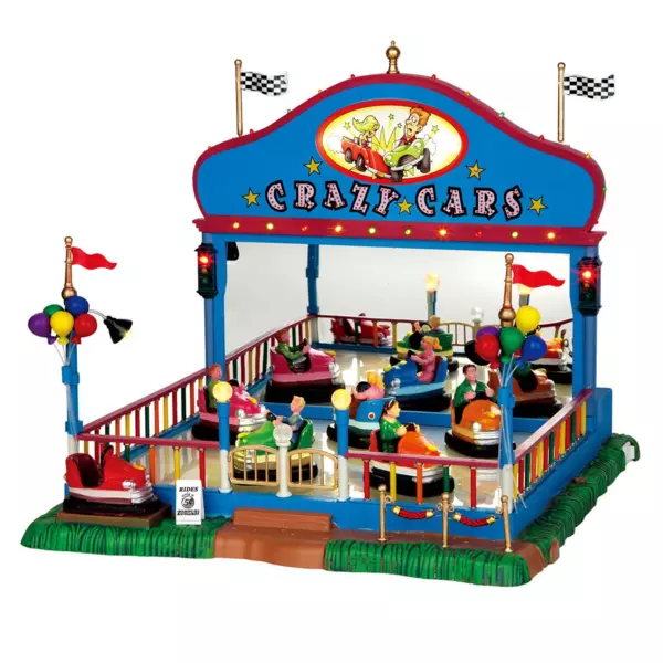 Lemax julelandsby med lys og bev�gelse Crazy Cars