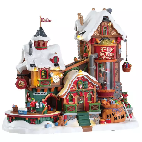 Beleuchtetes Weihnachtsdorf Lemax mit Musik und Animation Werkstatt der Elfen