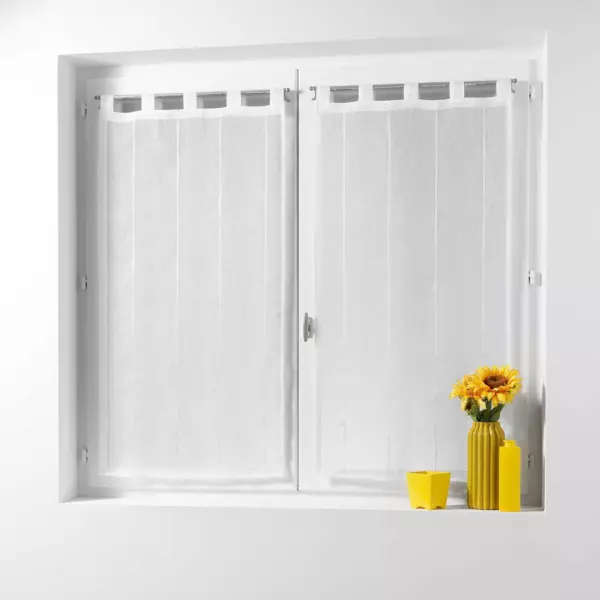 Paire de voilages � passants (60 x 120 cm) Linahe Blanc