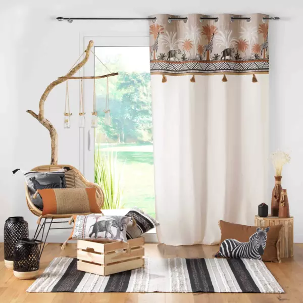 Cortina semi-opaca(140 x 240 cm) Kenya lodge Topo