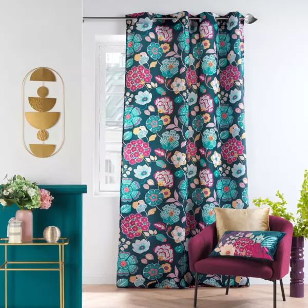 Tenda occhielli (140 x 260 cm) Winteria Blu ottanio