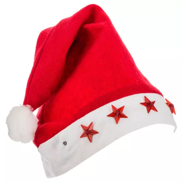 Cappello di Babbo Natale luminoso stella per adulti Rosso
