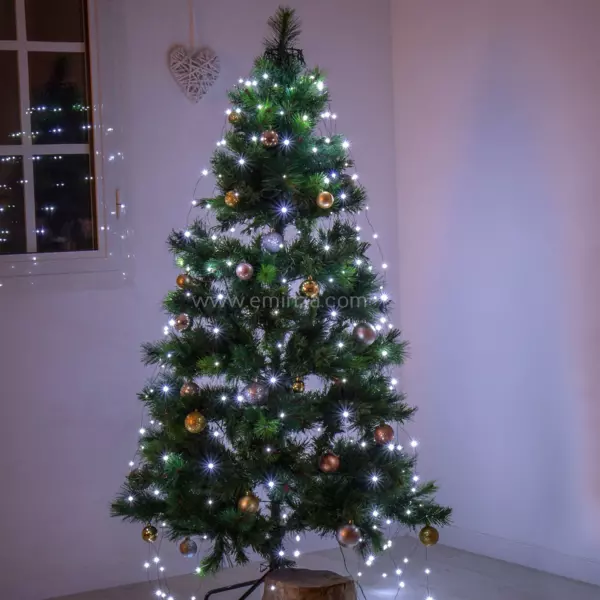 Gardin til juletr� H1,80 m 408 Micro LED Blinkende lys Kold hvid