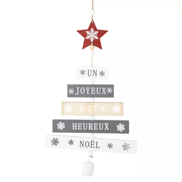 Sapin � suspendre en bois (H35 cm) Heureux Noel