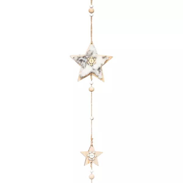 Guirlande en bois (1,5 m) Etoiles et fourrure