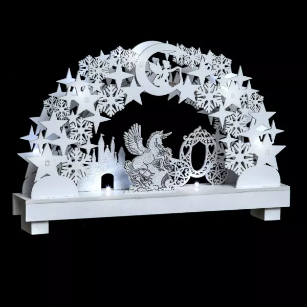 Lichtdeko aus Holz mit Einhorn & Fee Kaltwei�