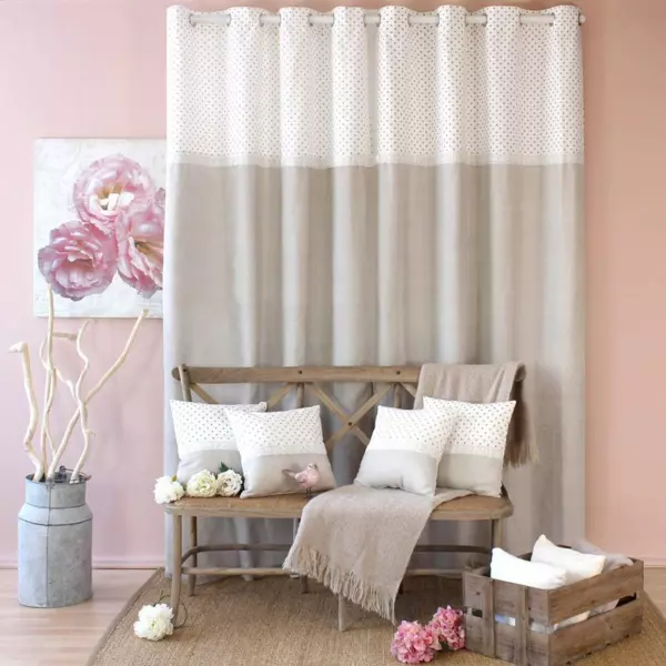 Cortina (140 x Altura 240 cm) Romance encaje  Natural