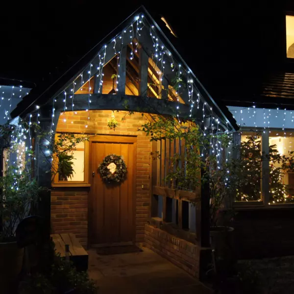 Eisregen-Lichterkette Stars L20 m  Kaltwei� 490 LEDs CB